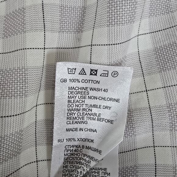 REISS Dress Shirt Men M Slim Fit Woven Gray Check Plaid Long Sleeves Cotton - Picture 12 of 12